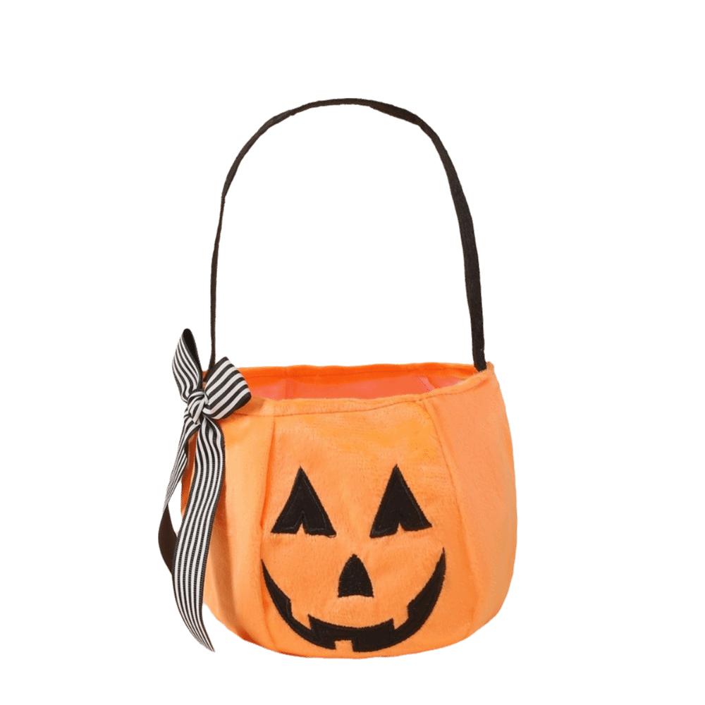 Portable Halloween Pumpkin Bucket Lace Bow Bow Candy Bag Cute Trick Or Treat Bags  Cosplay Dress-up