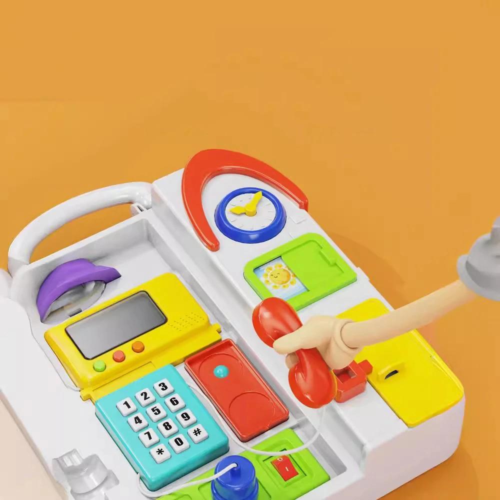 Baby Montessori Sensory Busy Board-Music Lights Switch Multifunctional Toy Travel Early Educational Activities Play Toy for Kids
