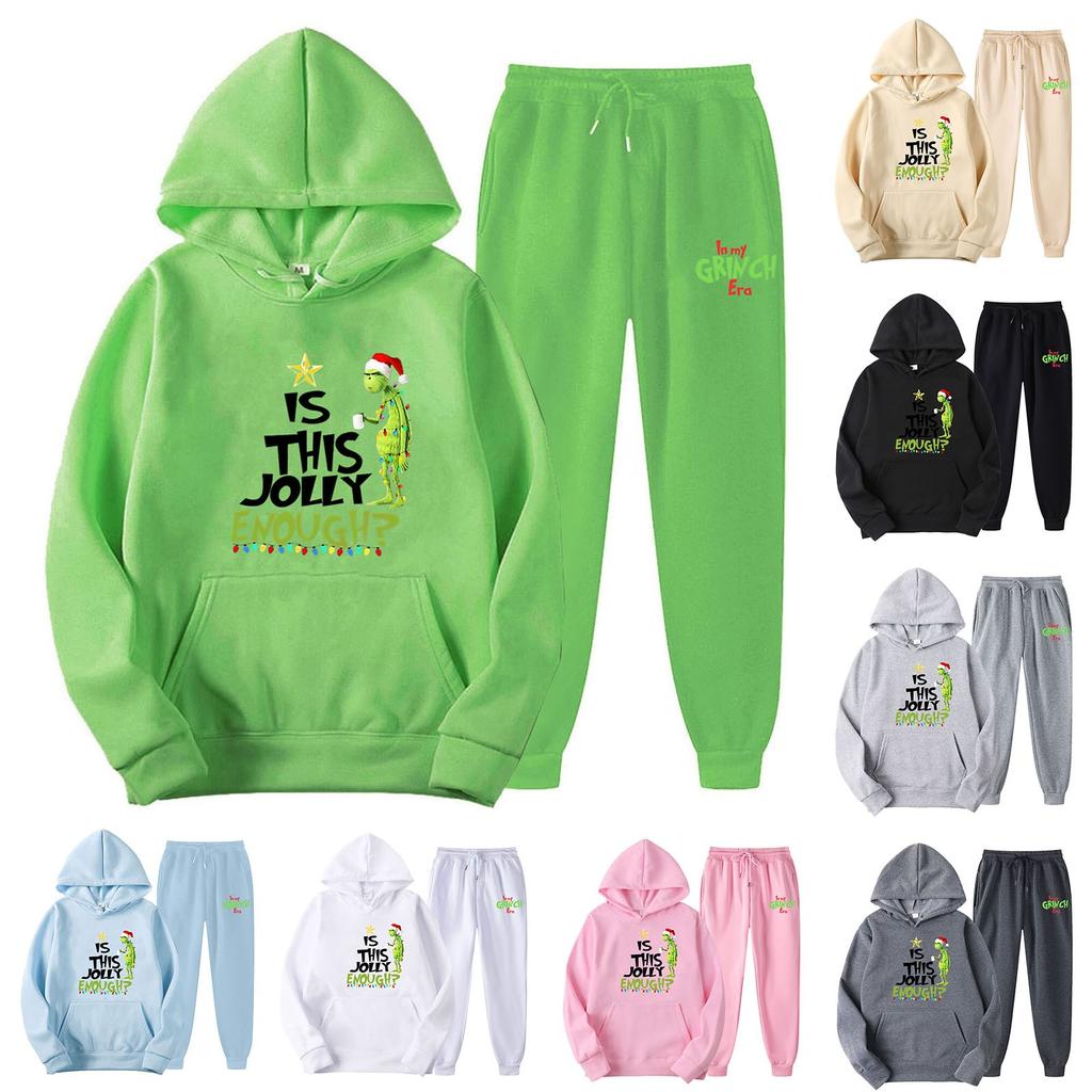 Women's Hooded Sports Tracksuit Unisex Two-Piece Running Outfits Long Sleeve Pullover Hoodies Sweatshirt+Sweatpants Set