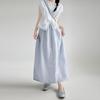 Lyocell und Leinen Rock Damen Sommer Hoher Bund A-Linie Schirmrock Locker Japanischer Kürbisrock