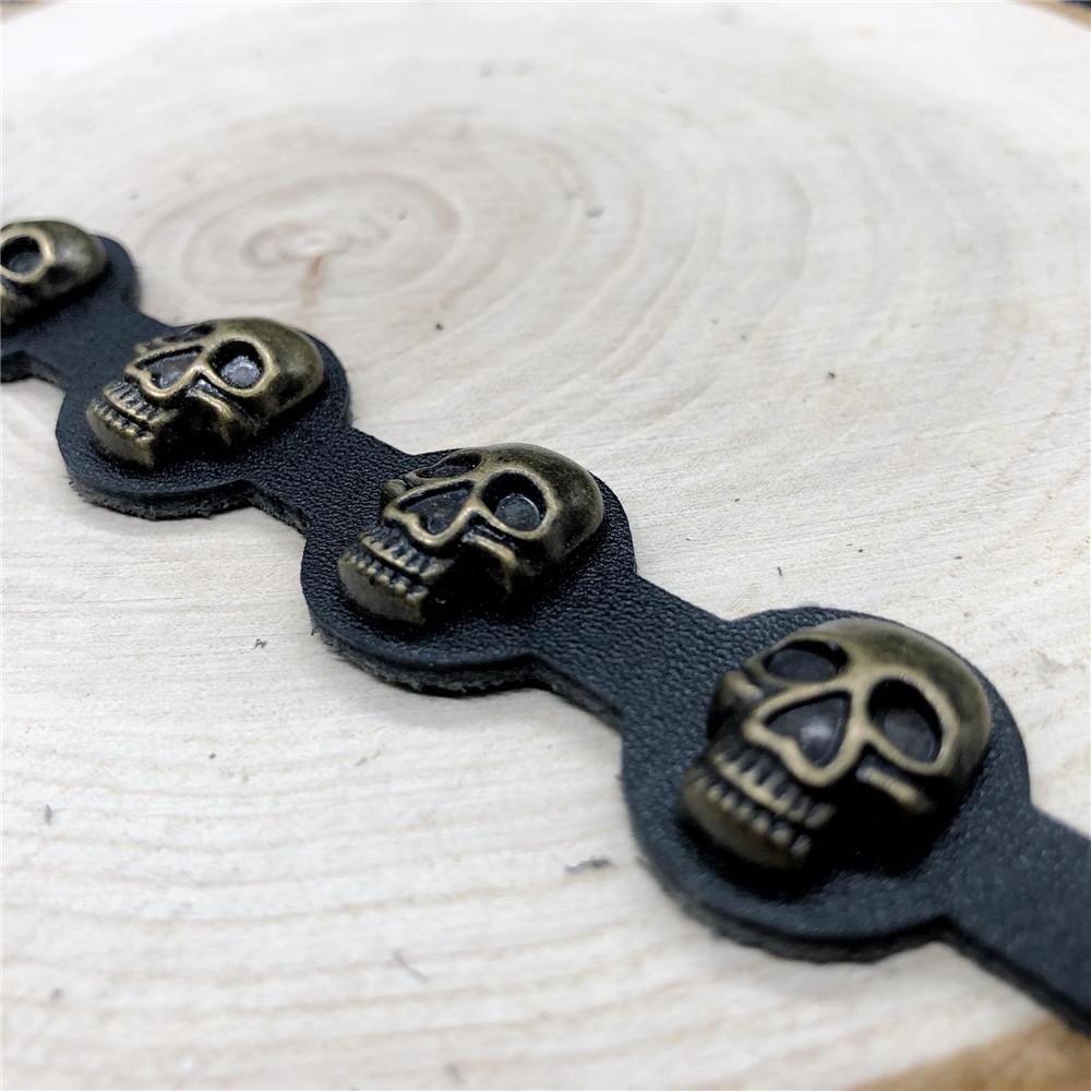 Real Shot Skeleton Skull Punk Gothic Rock Leather Belt Buckle Bracelets For Women Men Bracelets Bangles