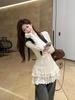 A/W 2025 Women's Thermal Fleece High-neck Layered Lace Turtleneck