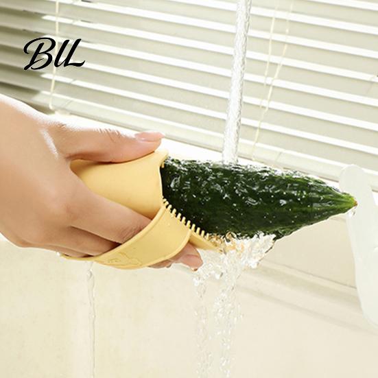 Soft And Hard Bristle Brush Cleaning Food Grade Silicone Bristles Multi-purpose Fruit Double-sided Vegetable Scrubber with Scraper Hanging Hole