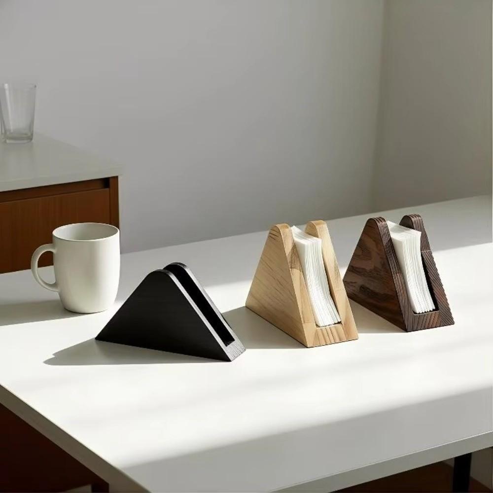 Non-slip Bottom Wooden Tissue Holder Space-saving Design Sturdy Structure Tissue Dispenser Multi-functional Napkin Container