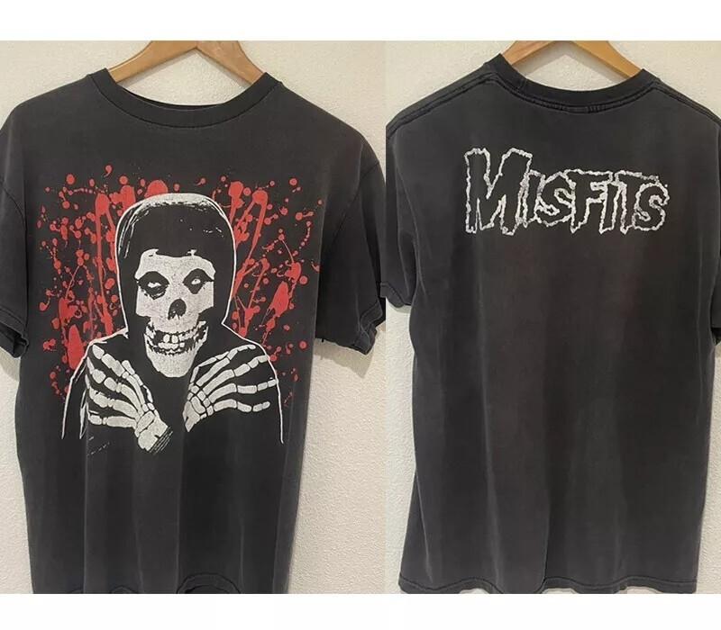

2001 The Misfits Rare Design 2 Side Short Sleeve Black Unisex T shirt Reprint Unisex T-Shirt XL
