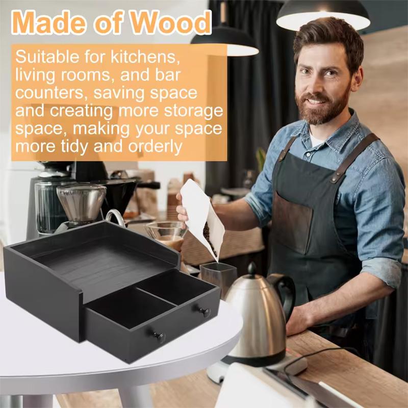 Coffee Machine Rack Organizer With Drawer Coffee Capsule Storage Rack Kitchen Organizer Countertop Spice Shelf Coffee Capsule Storage Box Wood