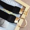 "Women's Wide Elastic Waist Belt with Gold Round Buckle, 4cm"