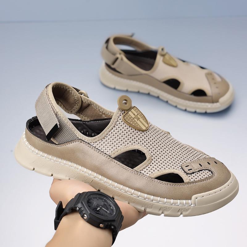 Brand's New Summer Breathable Mesh Men's Soft Soled Sandals Are Fashionable Comfortable and Casual Beach Shoes for Outdoor Use