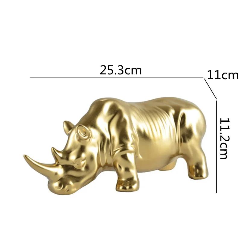 Ceramic Crafts Simulation Animal Sculpture Rhino White Rhino Ceramic Ornaments Animal Figures Home Decoration Accessories