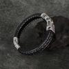 Men's Titanium Steel Black Leather Rope Woven Bracelet Bracelet European and American Simple Style