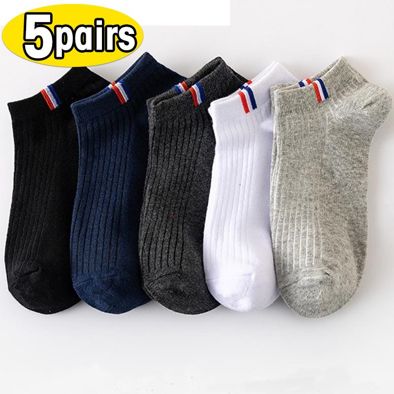 5/1Pairs Men Sports Boat Socks Spring Summer Cotton Sock Breathable Deodorant Short Sock Business Casual Ankle Sock Male Sox