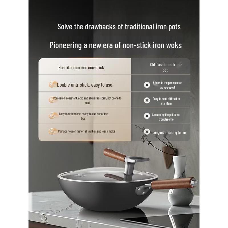 SUPOR 30cm Titanium-Iron Non-Stick Wok