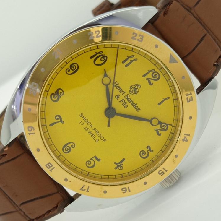 

КОЛЛЕКЦИОННЫЕ МУЖСКИЕ НАРУЧНЫЕ ЧАСЫ OLD HENRI SANDOZ & FILS SWISS + 1 РЕМЕШОК a415049-1 Sku010-a415049