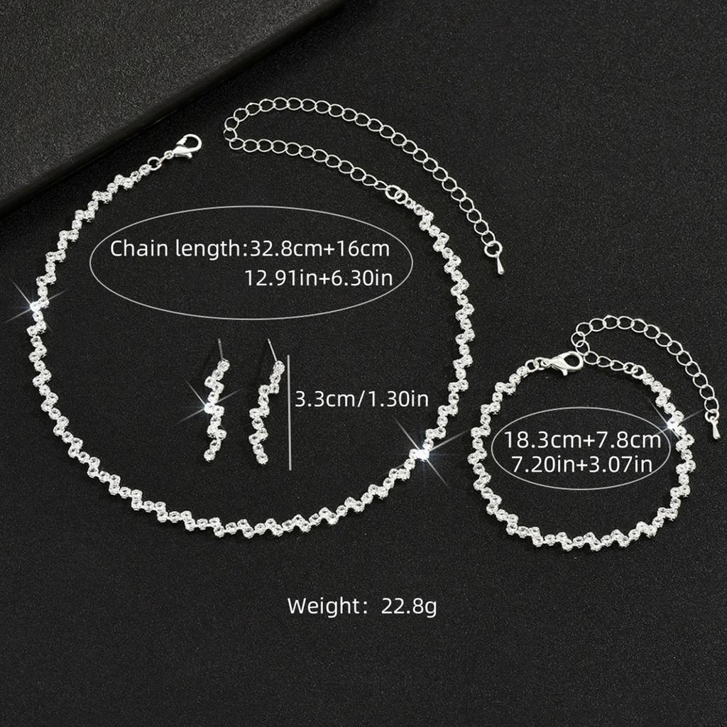 Dazzling Rhinestone Crystal Bridal Jewelry Classic Bride's Jewelry Set Rhinestones Necklace Bracelet Earrings Ensembles