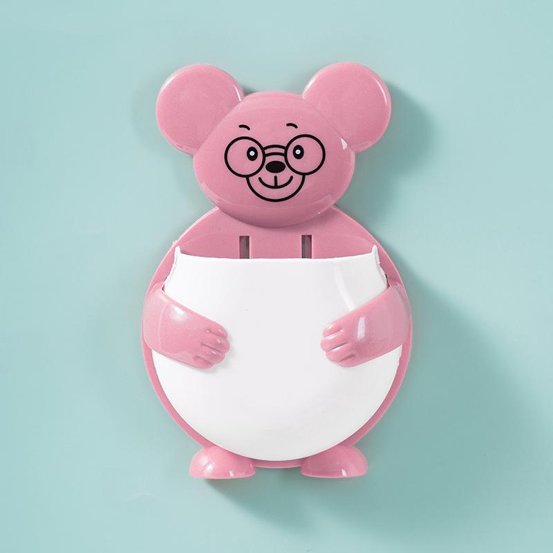 Wall-mounted Bear Storage Box, Bathroom Toothbrush and Toothpaste Draining Rack, Kitchen Storage, Chopstick Basket, Living Room Storage