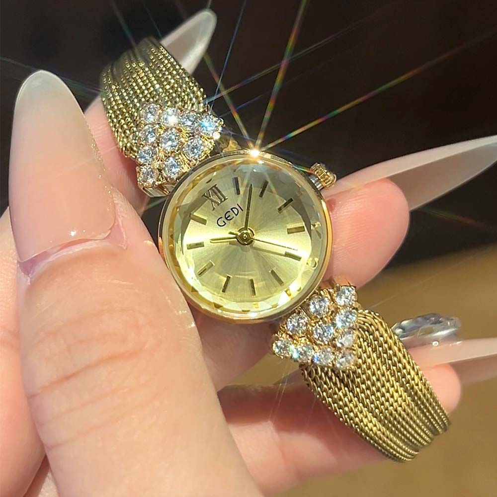 GEDI New Vintage Women's Watch Light Luxury Diamond Dress Women Watches Elegant Temperament Woman Wristwatch