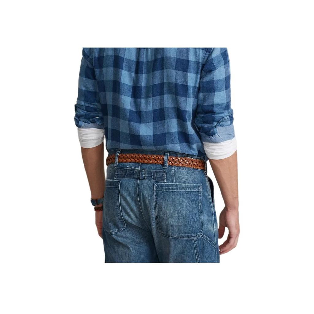 Polo Ralph Lauren Plaid Logo Pony Embroidered Long Sleeve Shirt Men Shirts Indigo MNPOWOV16821769-400