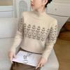 Autumn/Winter Women's Cashmere Knit Color Block Half High Neck Base Layer - Fashionable, Versatile, and Comfortable.