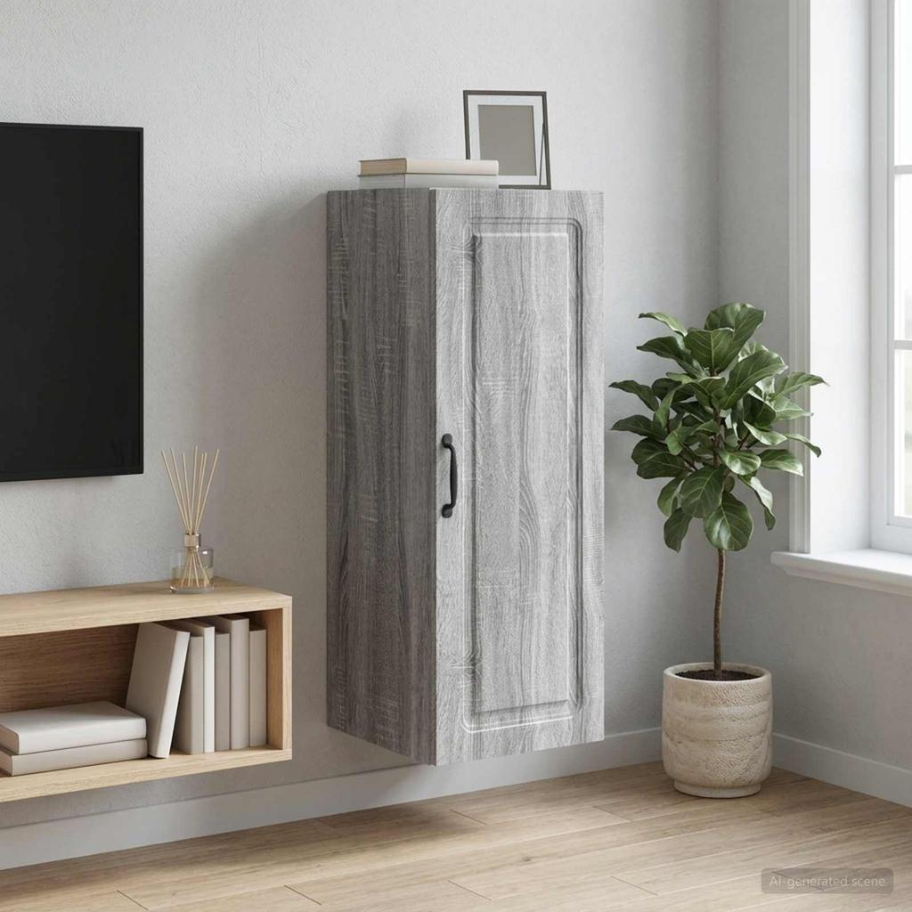 Wall Mounted Cabinet Gray Sonoma 33 x 34.5 x 90 cm Engineered Wood