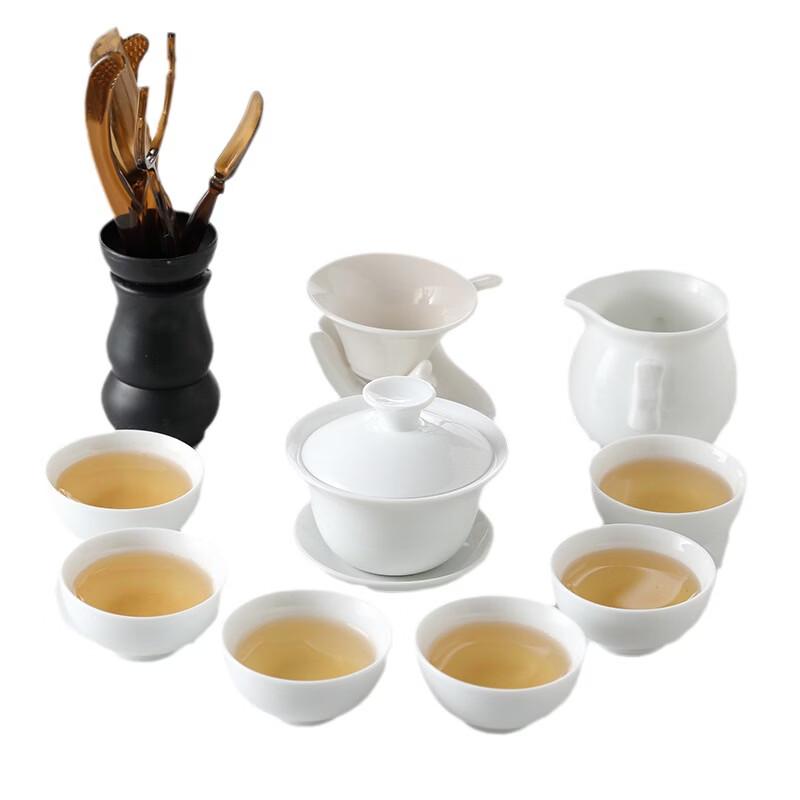 Yuzhuxun Ceramic 7-Piece Gongfu Tea Set with Gaiwan & Douli Cups