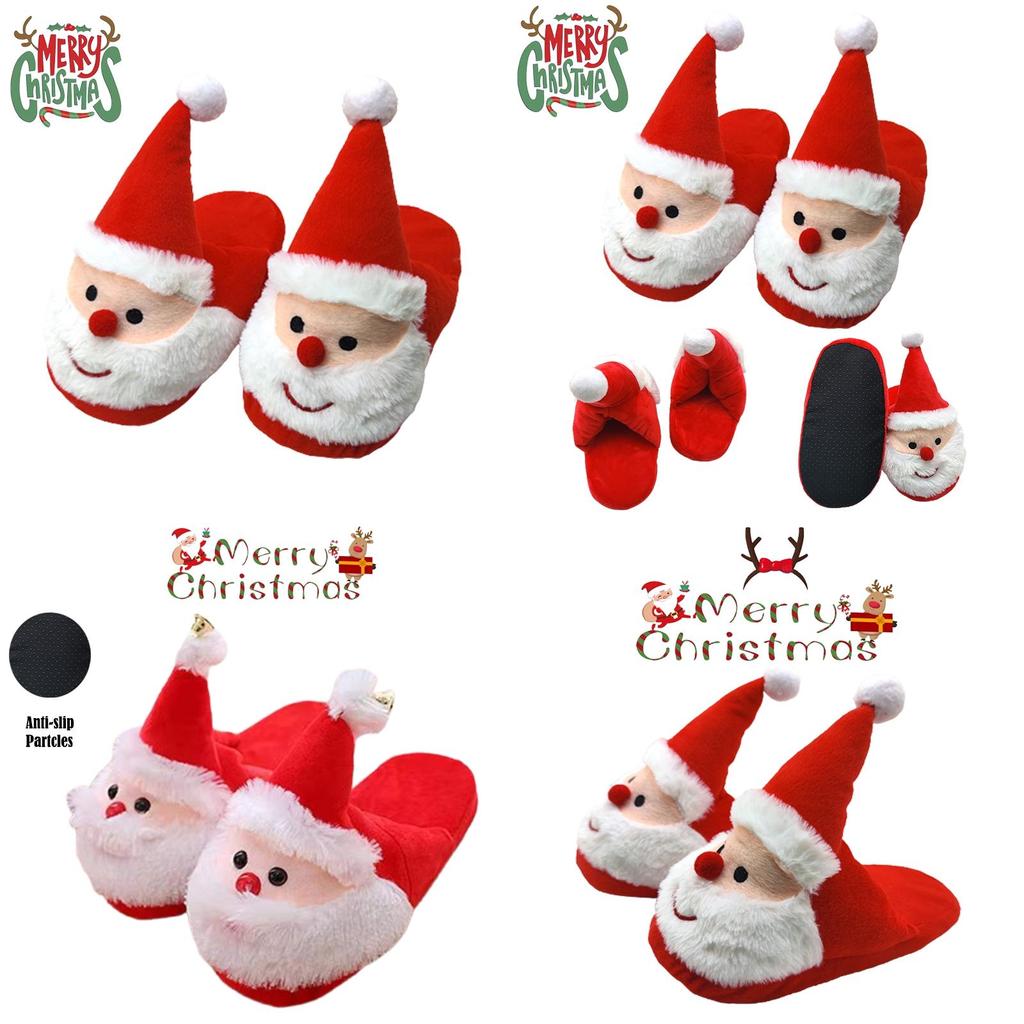 Christmas-themed Fuzzy Slippers For Kids And Women With Memory Foam And Anti-slip Sole