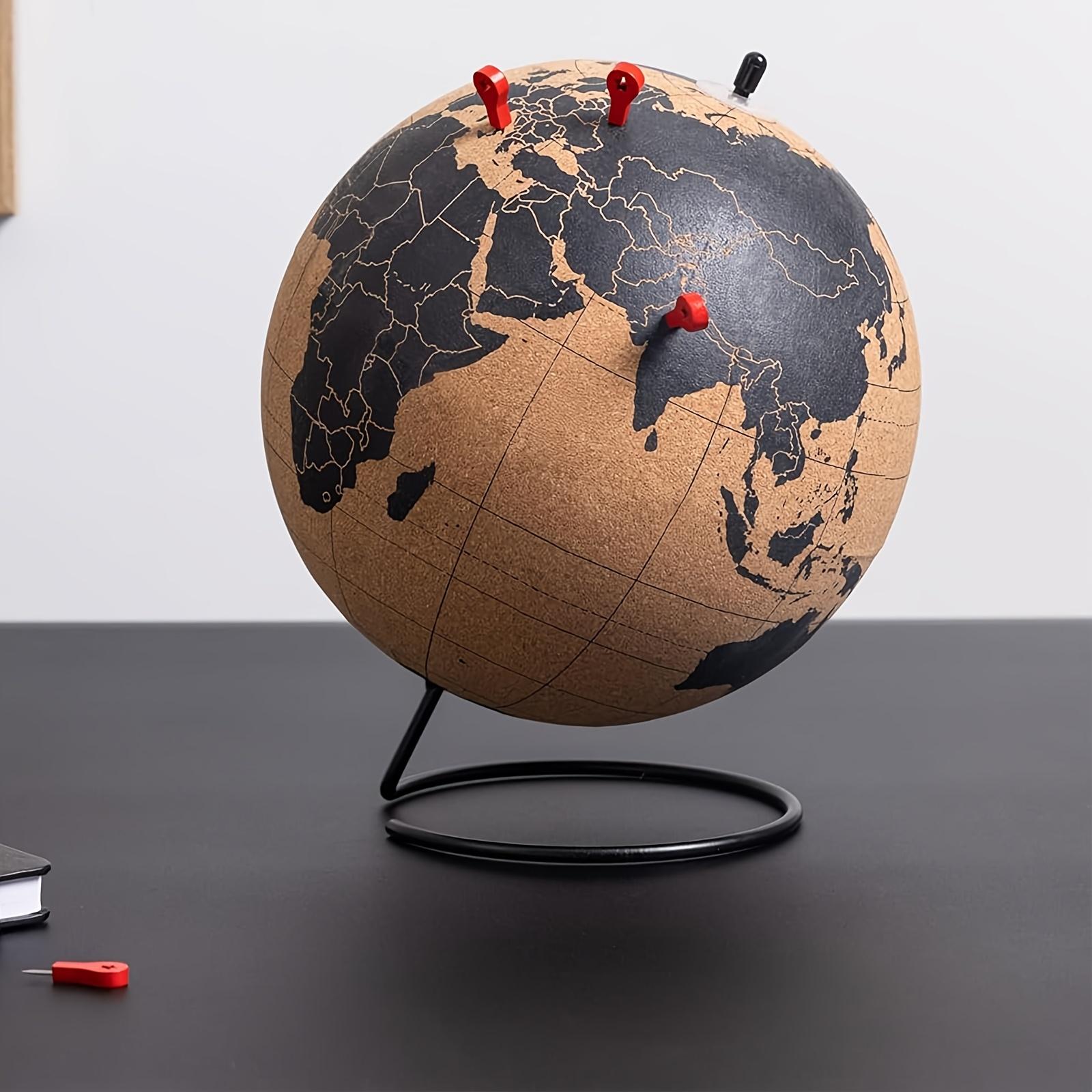 Cork Globe Holder DIY Creative Office Desktop Decor Globe Ornament Unique Message Board Softwood Earth Travel Commemoration Gift nero