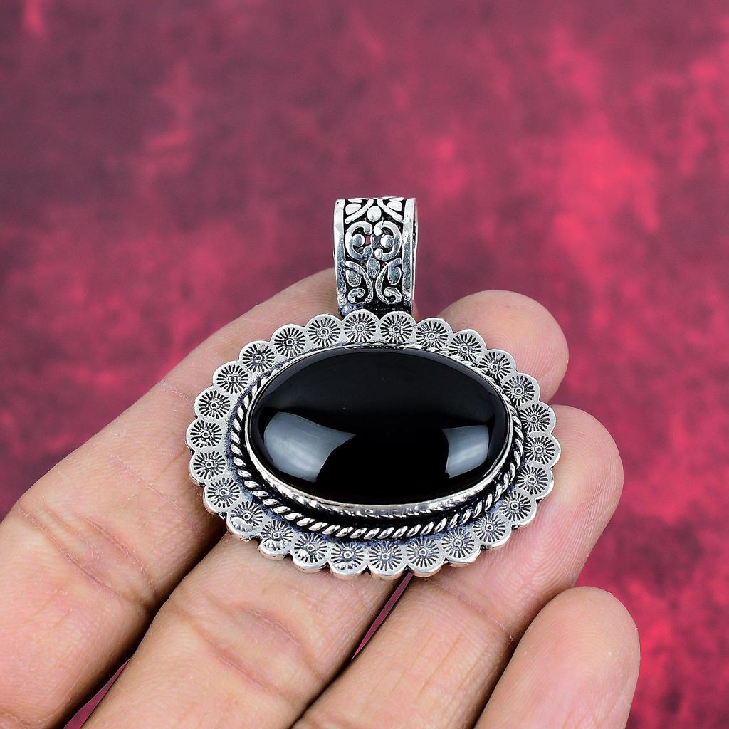 Black Onyx Jewelry, 925 Solid Sterling Silver Pendant Handmade Gemstone Jewelry, Gifts For Wife Brand New Pendant