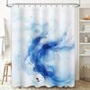 Modern Blue Watercolor Shower Curtain for Bathroom Decoration Extra Long Size