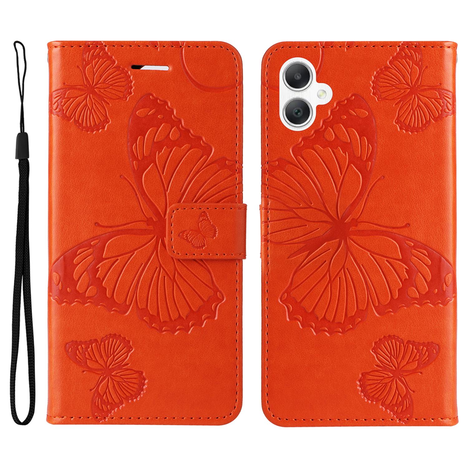 

For Samsung Galaxy A07 4G/A06 5G/A06 4G Wallet Case Floral Butterfly Imprinted Leather Phone Cover Stand F