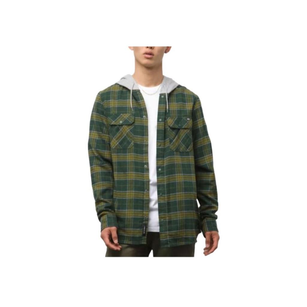 Vans Parkway Ii Casual Plaid Hooded Long Sleeve Shirt Men Shirts Dark-Green VN0A4RZBZ24