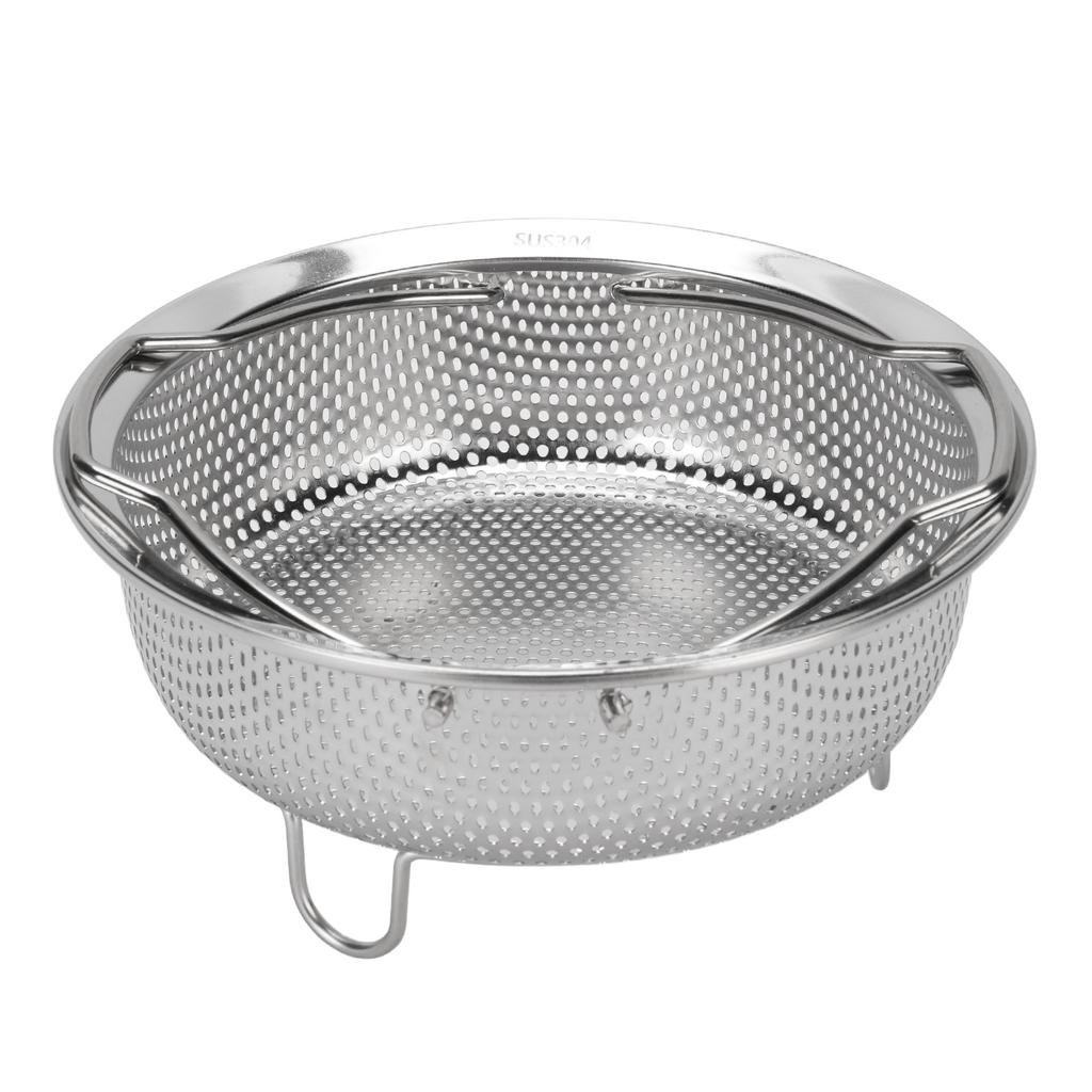 Steam Basket with Foldable Handle 304 Stainless Steel Multifunctional Colander Steam Insert for
