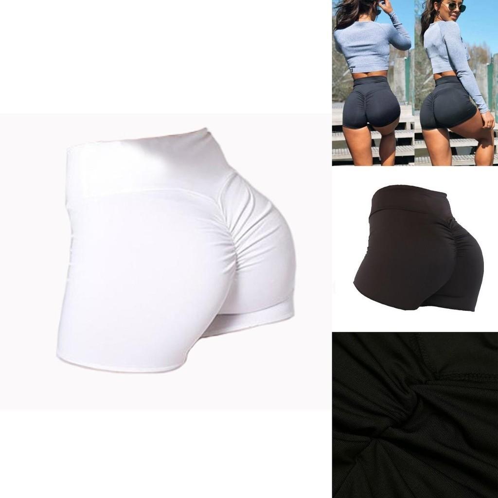 High Waist Yoga Shorts With Push Up Ruched Design For Gym Workouts**