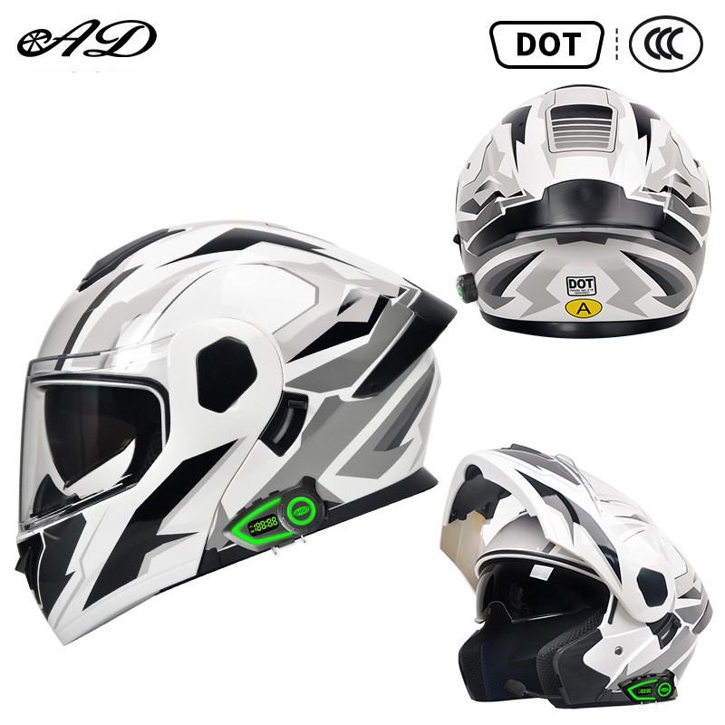 DOT Certified Full Face Motorcycle Helmet With Flip-Up Visor Dual Lens Bluetooth Compatible All Season Unisex