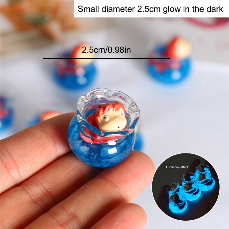 Anime gullfisk prinsesse Ponyo mikro landskapspynt mini lysende gullfisk ji glass diy skrivebordsmodell dukkehusdekor leker