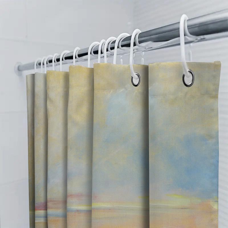 Gelb Blau Duschvorhang Badezimmerdeko Für Zuhause Badezimmer Aquarelldruck Einfache Installation Mit Hakenring-Set Taurusduan