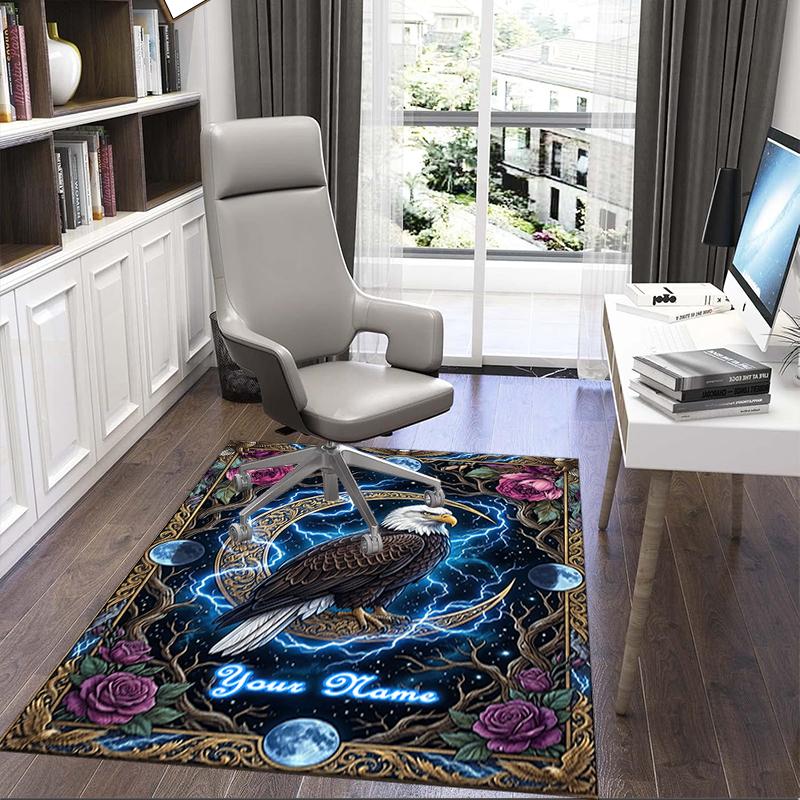 1PC Custom Name Eagle Fantasy Art Theme Floor Mat Ideal for Living Room, Game Rooms, Office, Bedroom,Floor Mat Playful Design