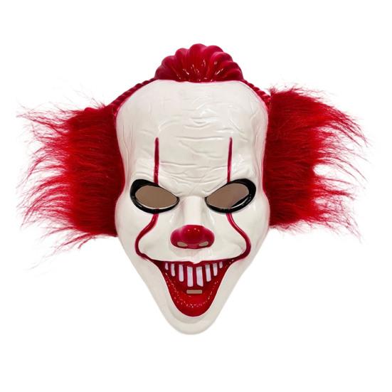 Theatrical Horror Mask Halloween Short Hair Clown Mask, Scary Joker Full Face Creepy Cosplay for Masquerade Party Costume Props