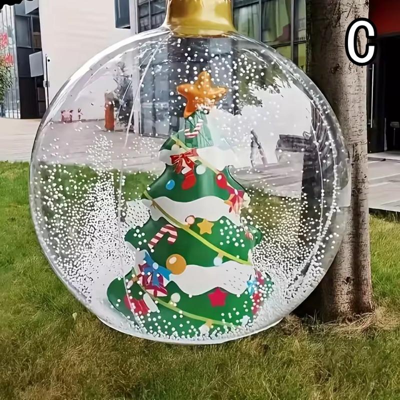 Weihnachts-Außen-Aufblasball Dekoriert PVC Riesen Groß Große Bälle Weihnachtsbaumschmuck Spielzeug mit Licht für Innen Außen