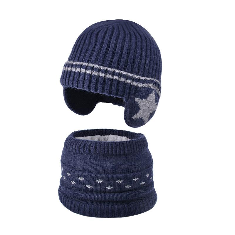 Children's Hats, Scarves, Winter Velvet, Warm Ears, Cold-proof Knitted Wool Hats, Male and Female Baby Pullover Hats