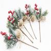 Snowflake Series Bell Beads Bouquet: Christmas Red Bean & Pine Decoration