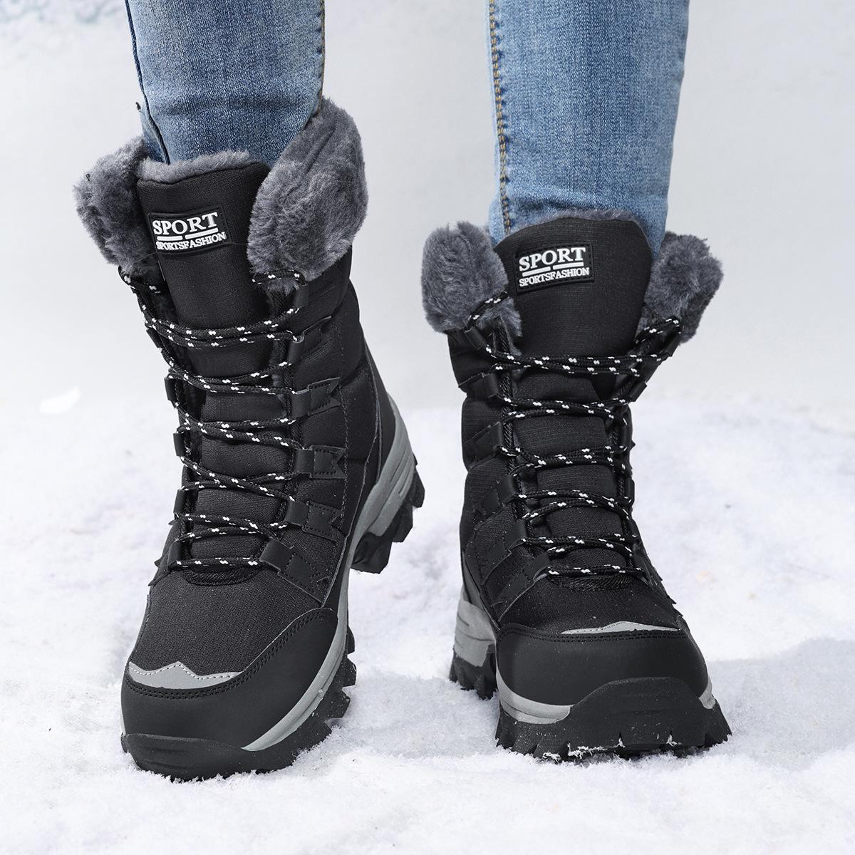 

Женские зимние ботинки с флисовой подкладкой, снегозащитные: Теплые, Удобные, Нескользящие, На шнуровке, Высокие ботинки 37