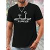 European Size Whimsical Road Sign Stick Figure Fun Print Short Sleeve, Individual Casual Top, Versatile T-Shirt