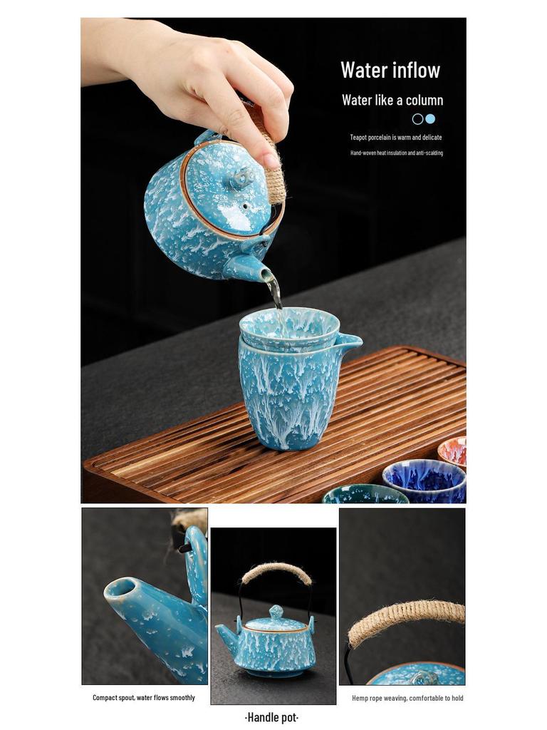 Tenmoku Glaze Kung Fu Tea Set: Teapot, Gaiwan, Jianzhan, Infuser, Gift Box
