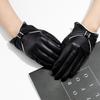 Winter Women's Sheepskin Gloves Touch Screen and Fleece Warm Genuine Leather Gloves  Bow Women's Clothing Gloves