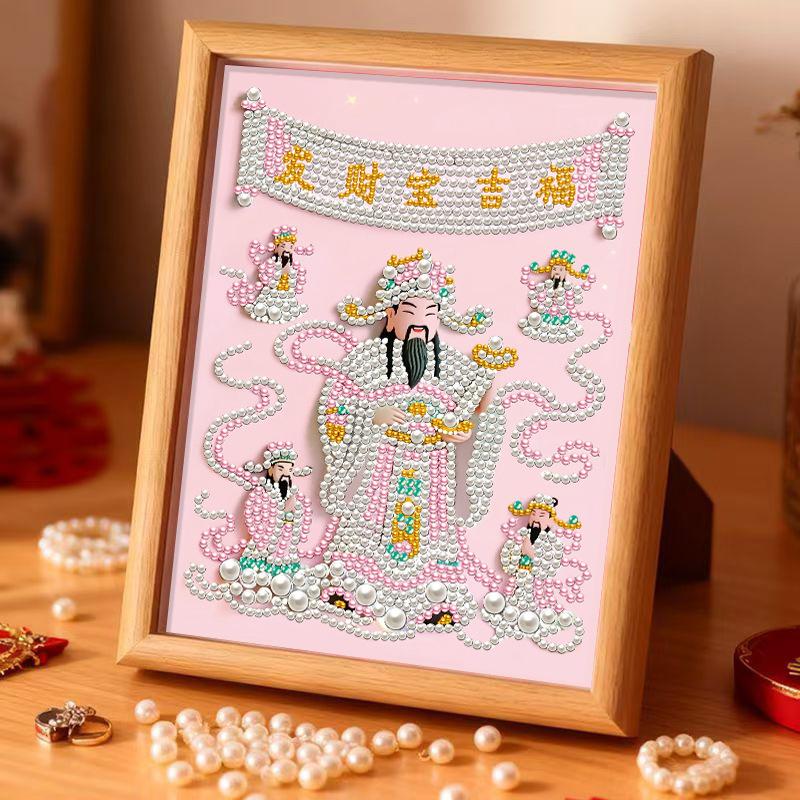 Year of The Horse Pearl Painting DIY God of Wealth Self-adhesive Handmade Sunflower Diamond Painting Wedding Decoration Painting for Friends