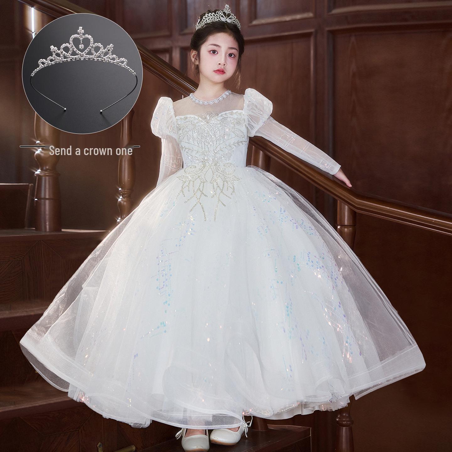

Девочковое платье принцессы высокого класса для девочки-цветочницы или на день рождения и для выступления на фортепиано 120 cm