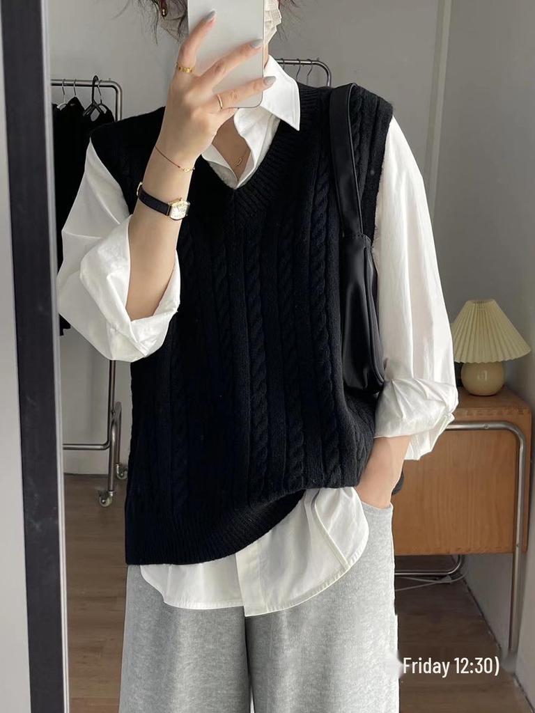Herbst/Winter Locker gestrickte Weste - Koreanischer Stil, Figurbetont & Vielseitig