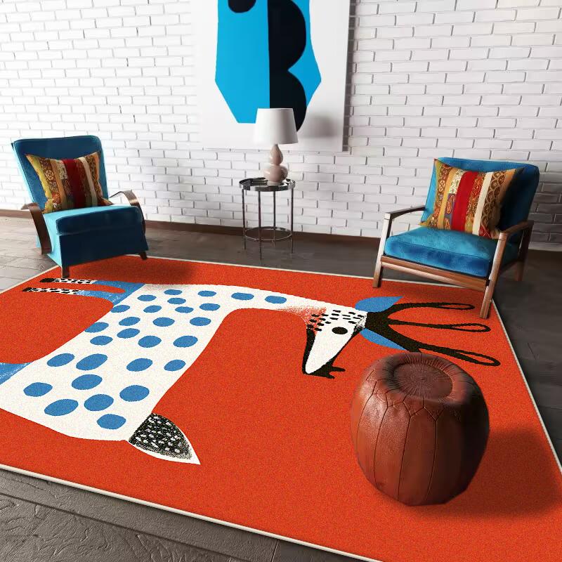 Modern Abstract Animal Rugs Non-slip Red Carpets for Living Room Bedroom Easy Care Large Area Lounge Carpet