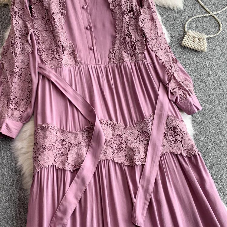 Elegant Korean Fashion Sexy Chic Lace Ruched Slim Dress Vintage Summer Long Dress Women Clothing