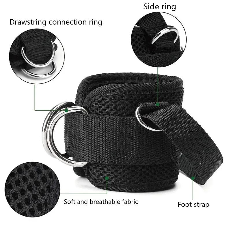 Ankle Support D-Ring Ankle Strap Leg Fitness Thigh Straps Padded Colors for Gym Cable Machines Thigh Straps Fits Men & Women